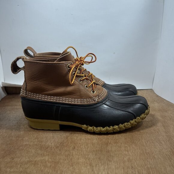 LL BEAN Boots Waterproof Duck Brown Leather  Mens Size 10 - Picture 1 of 10